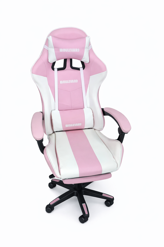 Boulevard Ergonomic Gaming Office Chair White & Pink