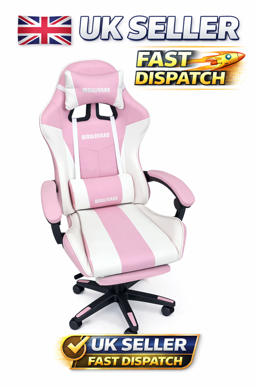 Boulevard Ergonomic Gaming Office Chair White & Pink