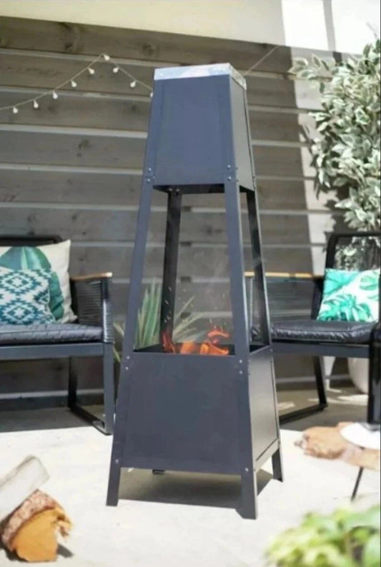 Tall Modern La Hacienda Silver Top Chimenea / Log Burner 1.2m Large Garden Patio